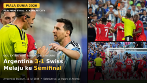 Argentina Kalahkan Swiss 3-1, Gol Spektakuler Julian Alvarez Bawa La Albiceleste ke Semifinal Piala Dunia 2026