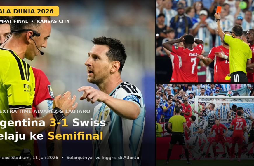 Argentina Kalahkan Swiss 3-1, Gol Spektakuler Julian Alvarez Bawa La Albiceleste ke Semifinal Piala Dunia 2026